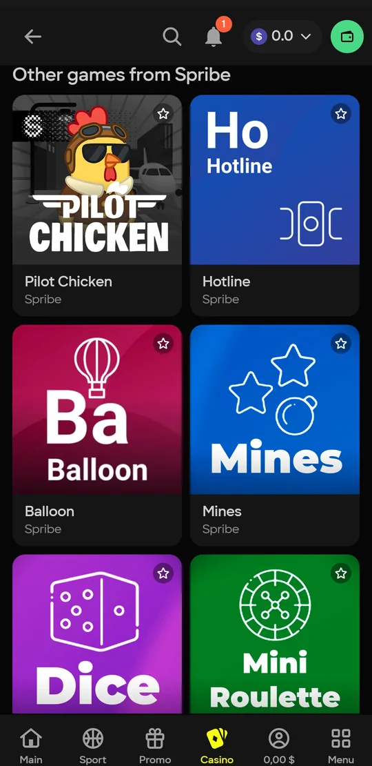 Parimatch Aviator وألعاب Spribe في تطبيق باريماتش — Mines وBalloon وDice وPilot Chicken